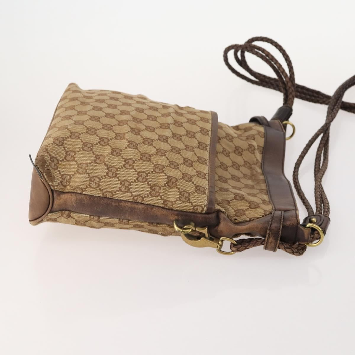 Gucci GUCCI GG Canvas Shoulder Bag 4 Set Black Beige Authentic 178854
