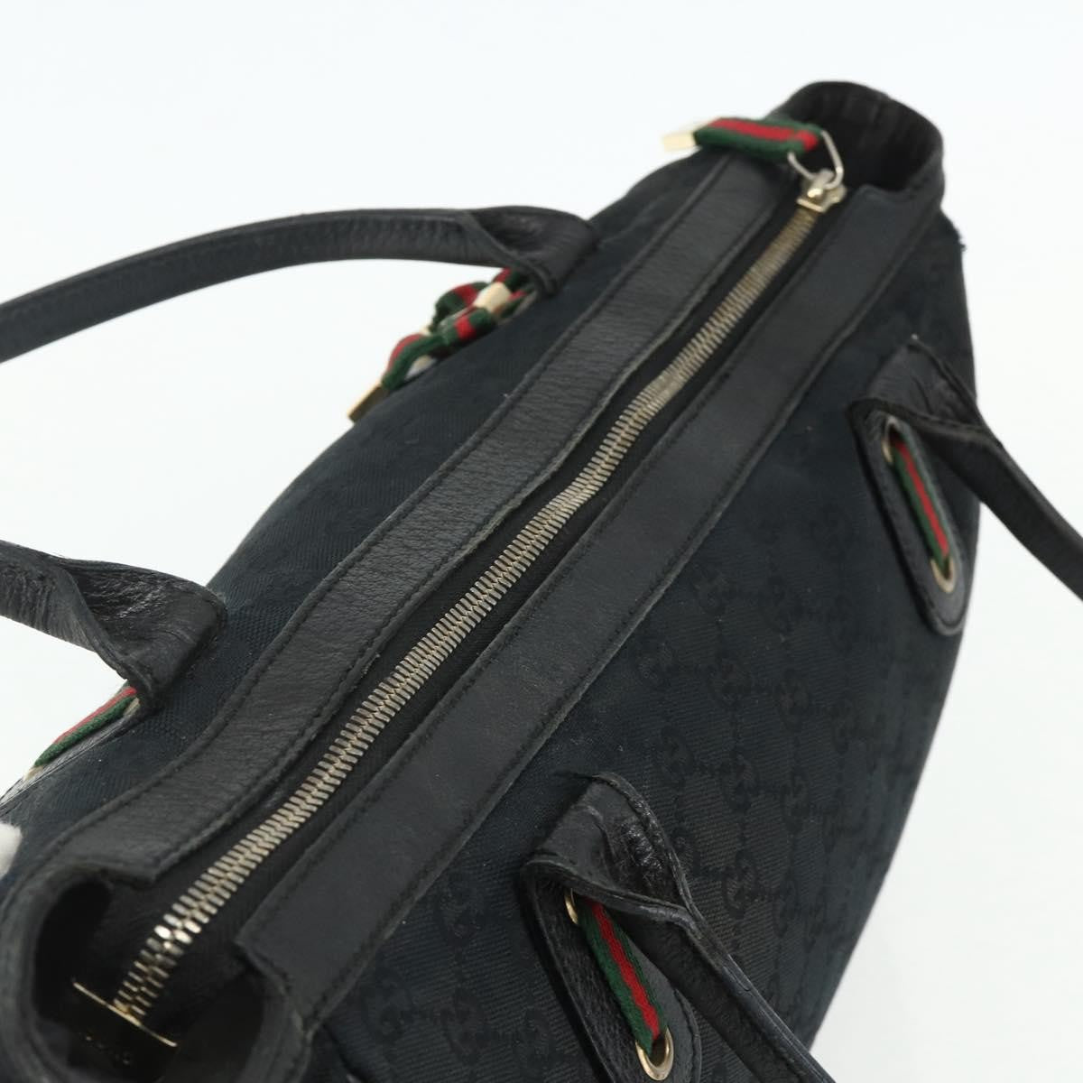 Gucci GUCCI GG Canvas Web Sherry Line Hand Bag Black Gold Red 177052 Authentic mr2358