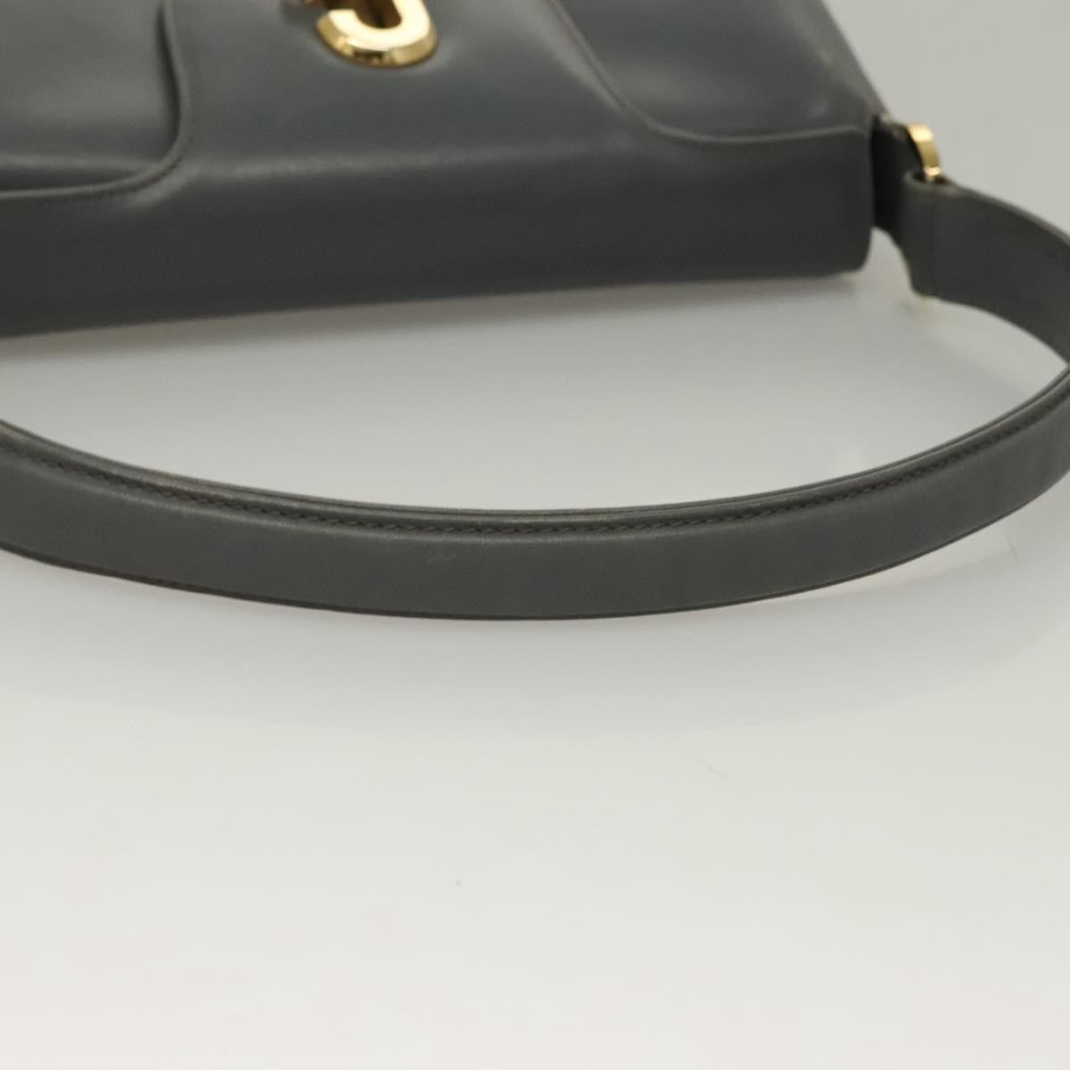 Gucci GUCCI Hand Bag Leather Gray Silver Authentic mr1461