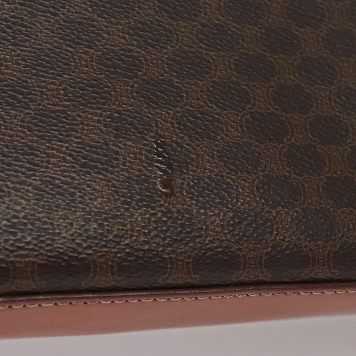 Celine CELINE Macadam Canvas Hand Bag PVC Leather 2way Brown Authentic 111670
