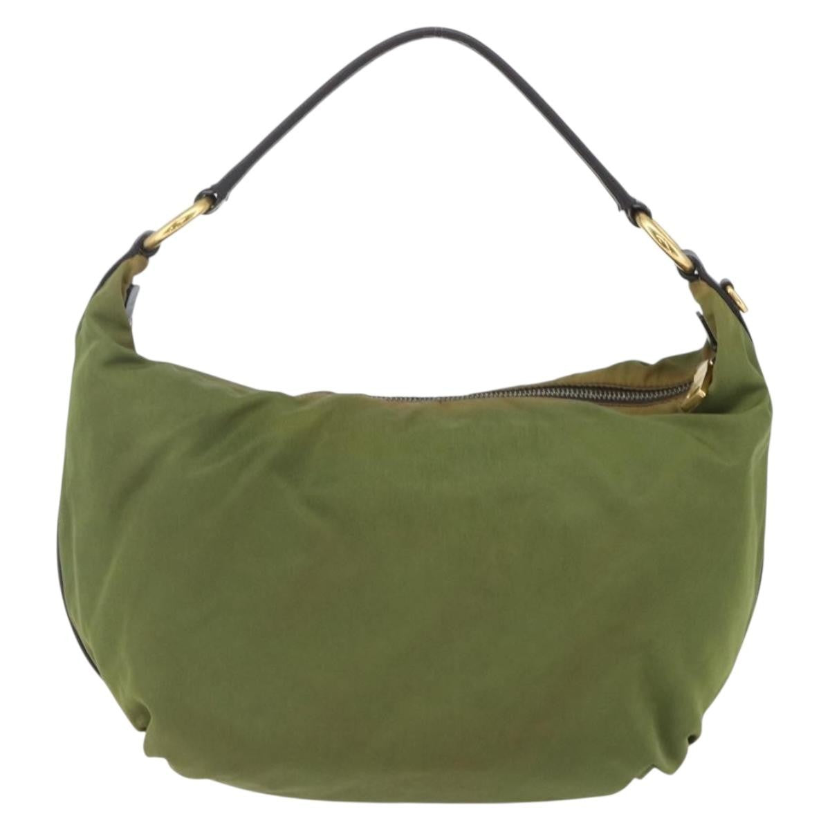 Prada PRADA Shoulder Bag Nylon Leather Khaki Gold Authentic 165173