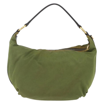 Prada PRADA Shoulder Bag Nylon Leather Khaki Gold Authentic 165173