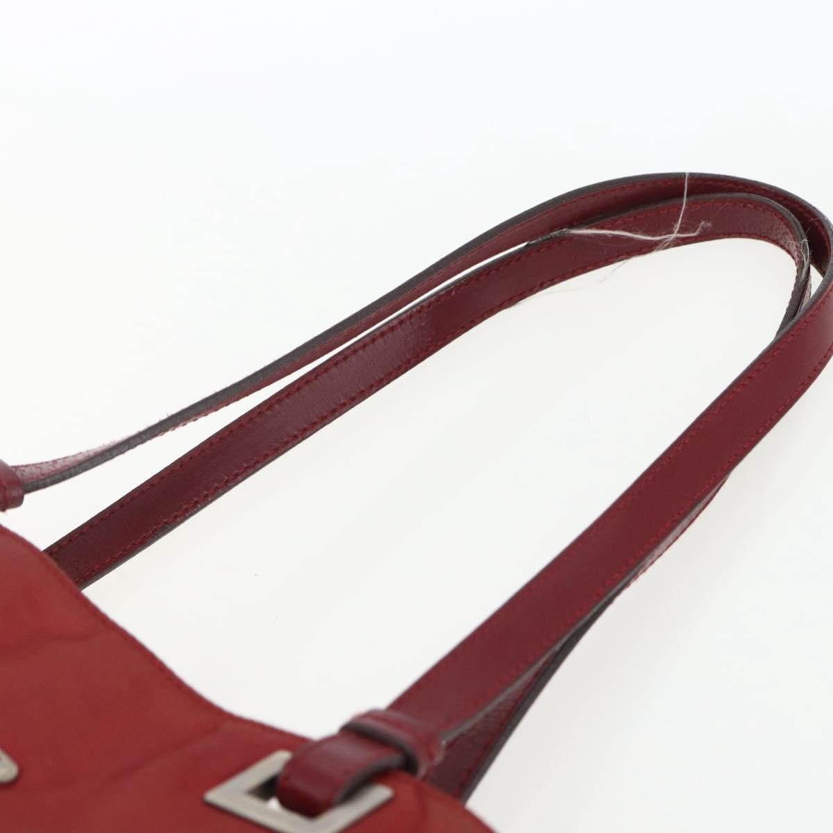 Prada PRADA Hand Bag Nylon Red Silver Authentic 170383