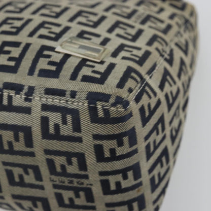 Fendi FENDI Zucchino Canvas Hand Pouch Bag Navy Silver Authentic 177481