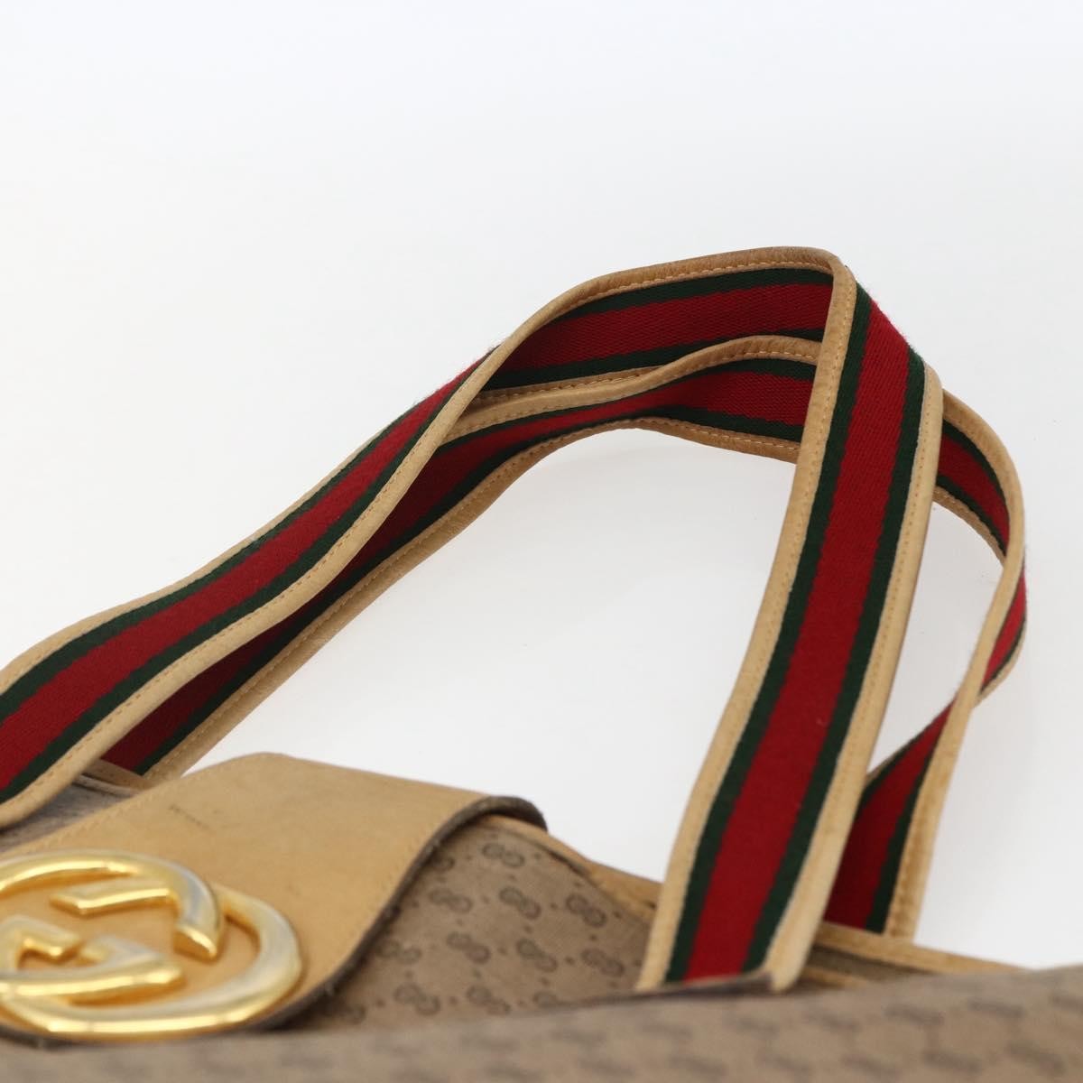Gucci GUCCI Micro GG Supreme Web Sherry Line Tote Bag PVC Beige Gold Red Authentic ep13035