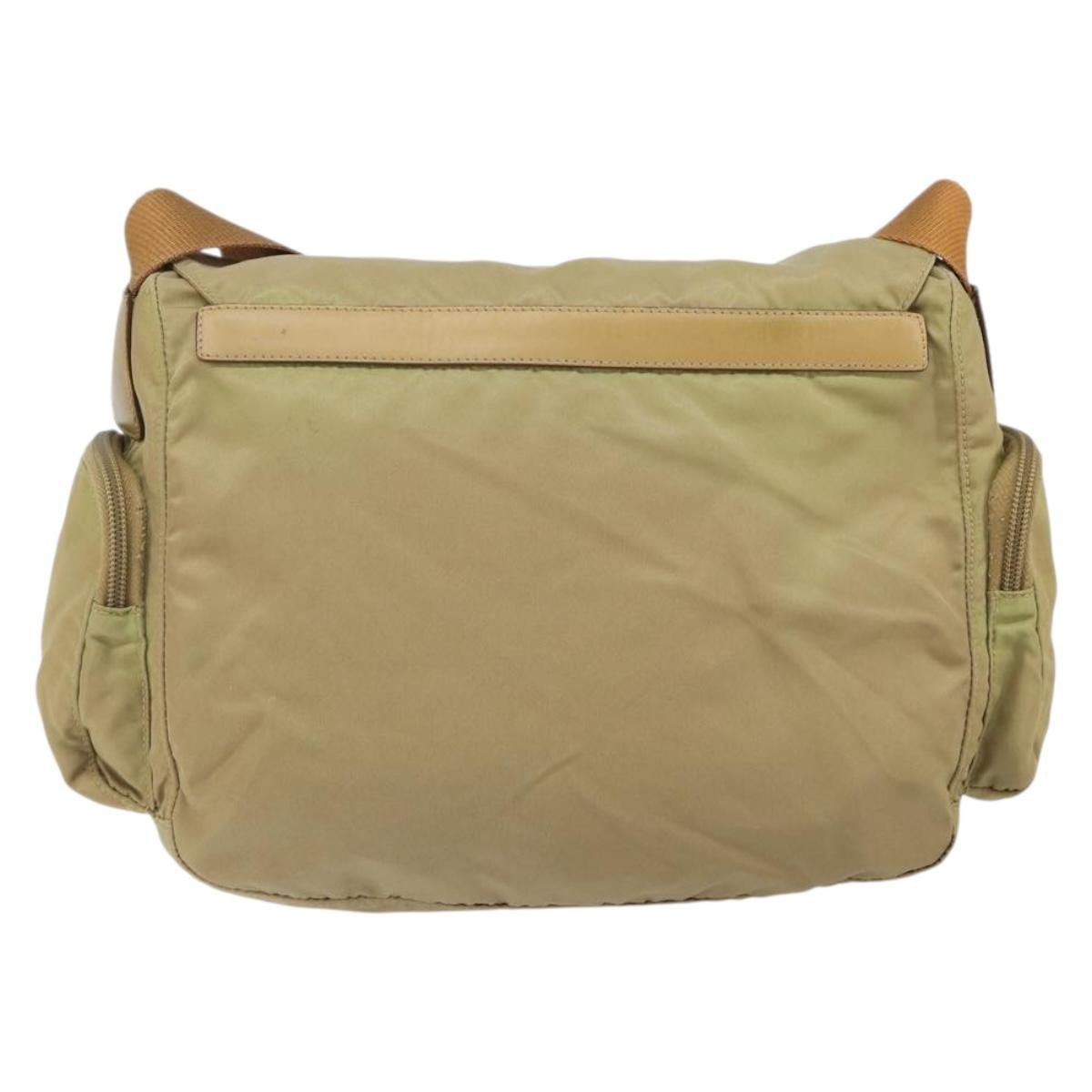 Prada PRADA Shoulder Bag Nylon Beige Silver Authentic 164243