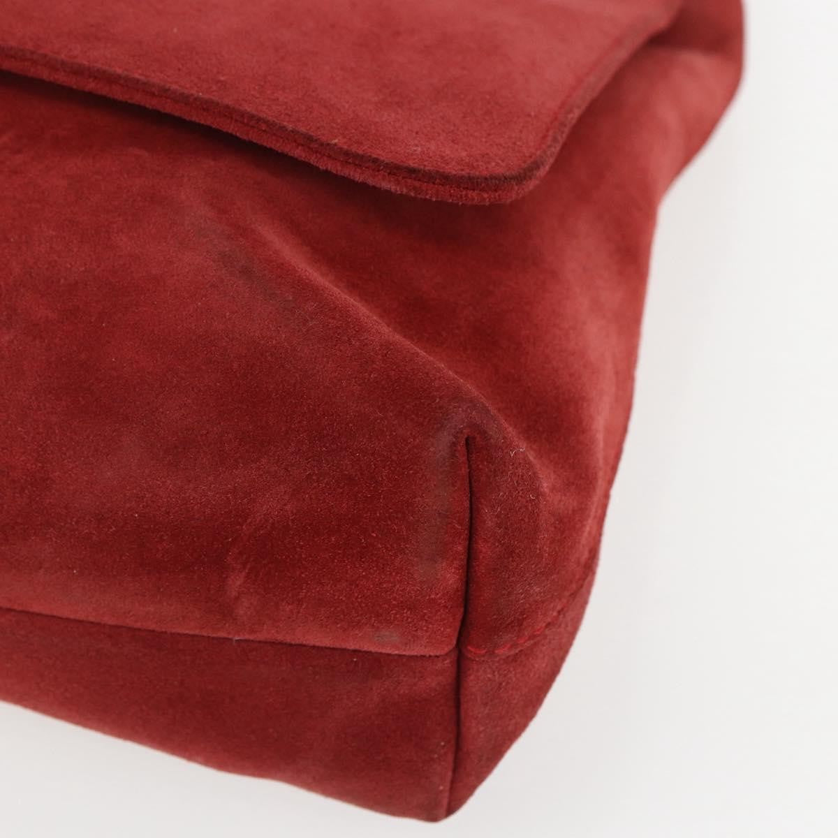 Gucci GUCCI Shoulder Bag Suede Red Silver Authentic 154502