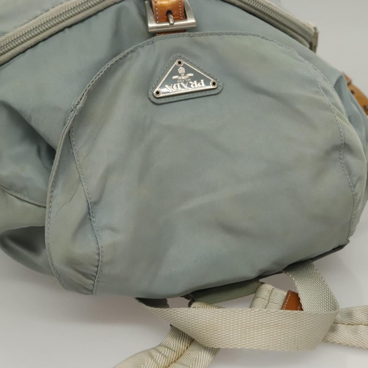 Prada PRADA Backpack Nylon Light Blue Silver Authentic 134383 Bag