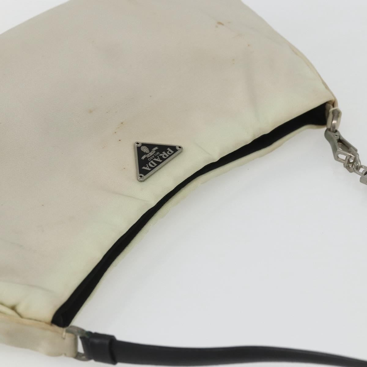 Prada PRADA Shoulder Bag Nylon Beige Silver Authentic 162128