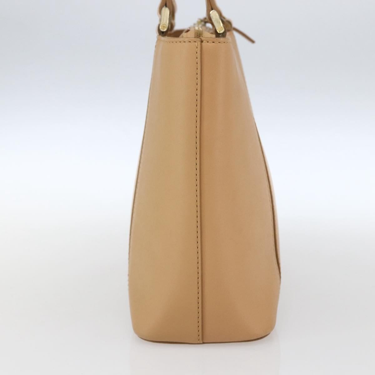 Burberry BURBERRY Hand Bag Leather Beige Gold Authentic 165049