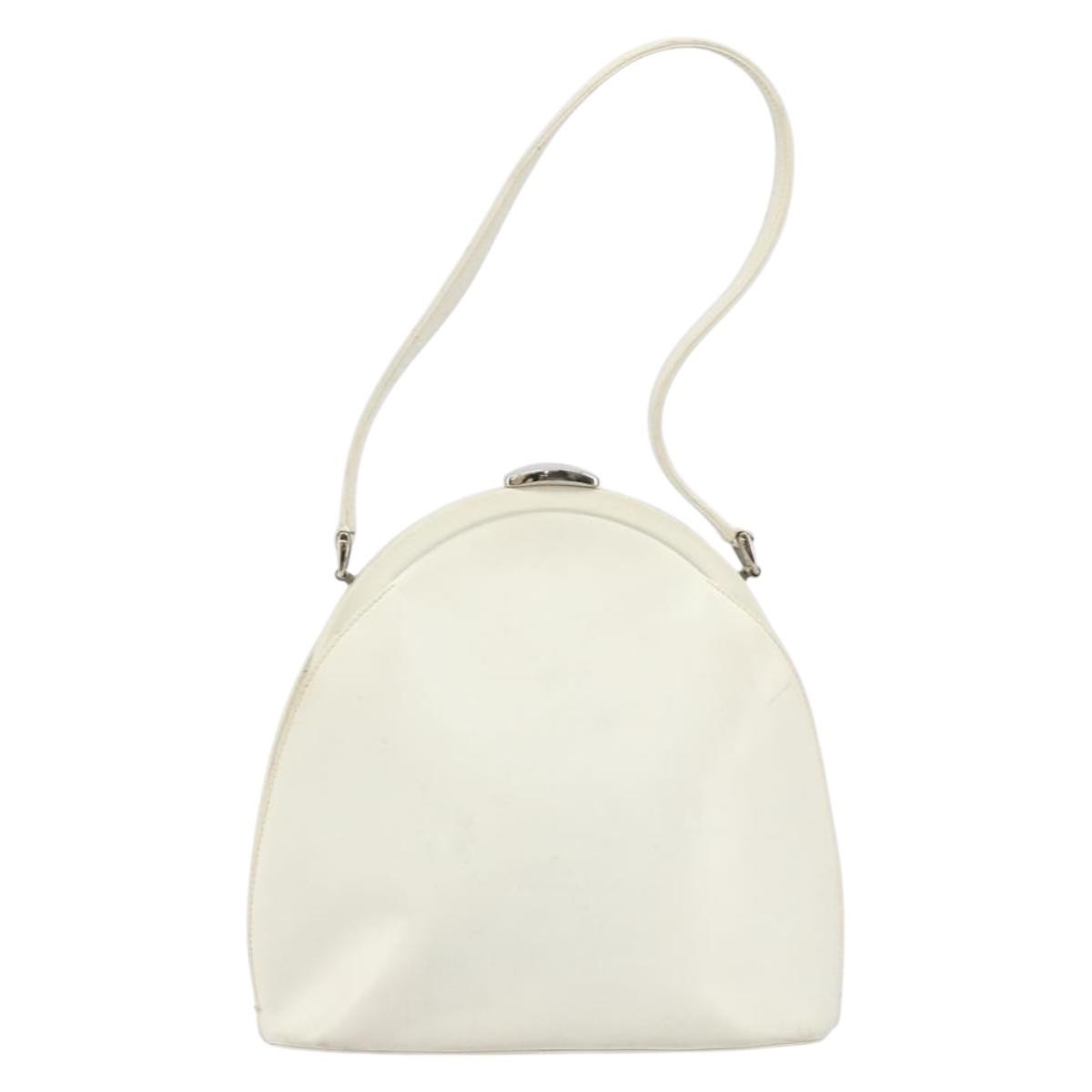 Gucci GUCCI Hand Bag Leather White Silver Authentic 170514