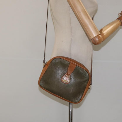 Celine CELINE Shoulder Bag Leather Khaki Gold Authentic bs25384