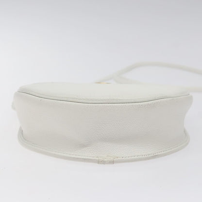 Dior Christian Dior Shoulder Bag Leather White Gold Authentic BA1797