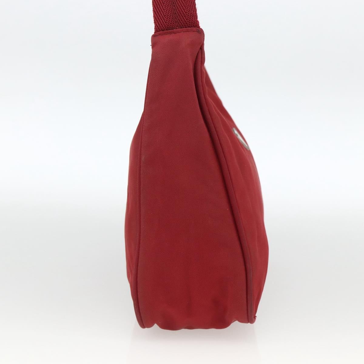 Prada PRADA Hand Bag Nylon Red Silver Authentic LNZ991