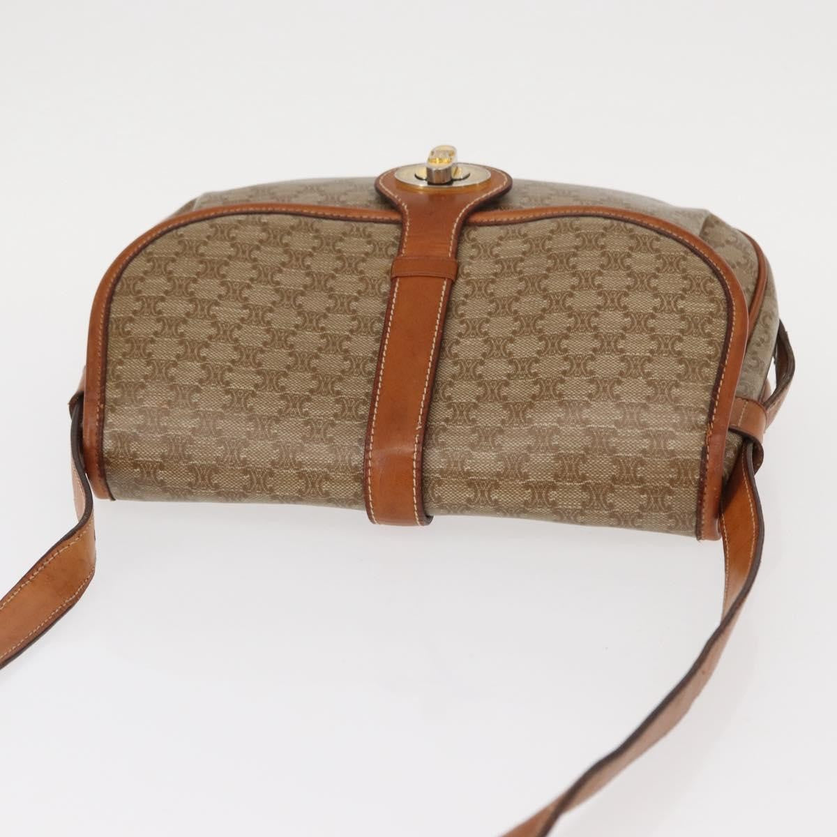 Celine CELINE Macadam Canvas Shoulder Bag PVC Beige Gold Authentic ka119