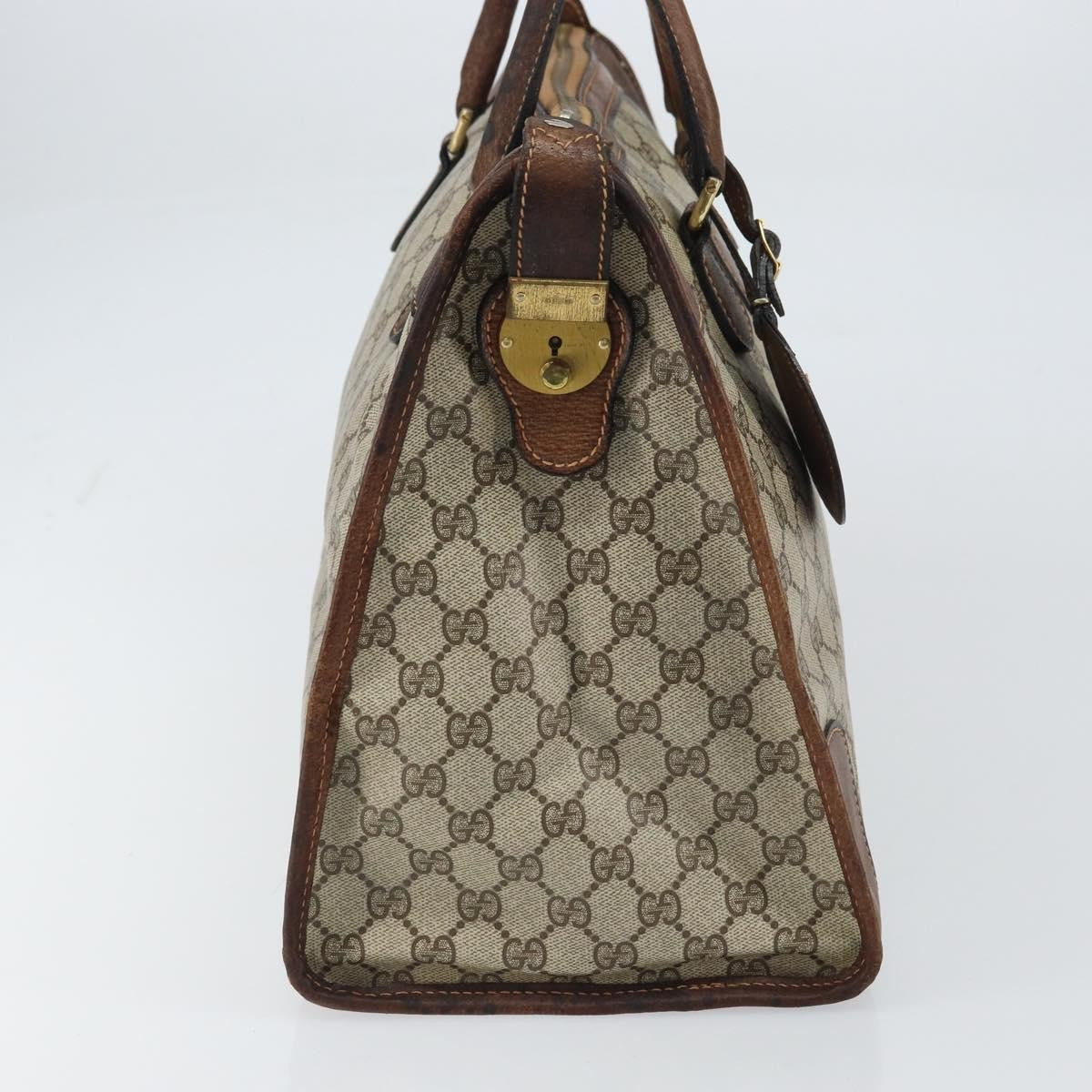 Gucci GUCCI GG Supreme Boston Bag PVC Old Gucci Beige Gold Authentic 158499