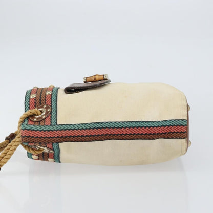Gucci GUCCI Bamboo Shoulder Bag Canvas Beige Gold 141936 Authentic 156435