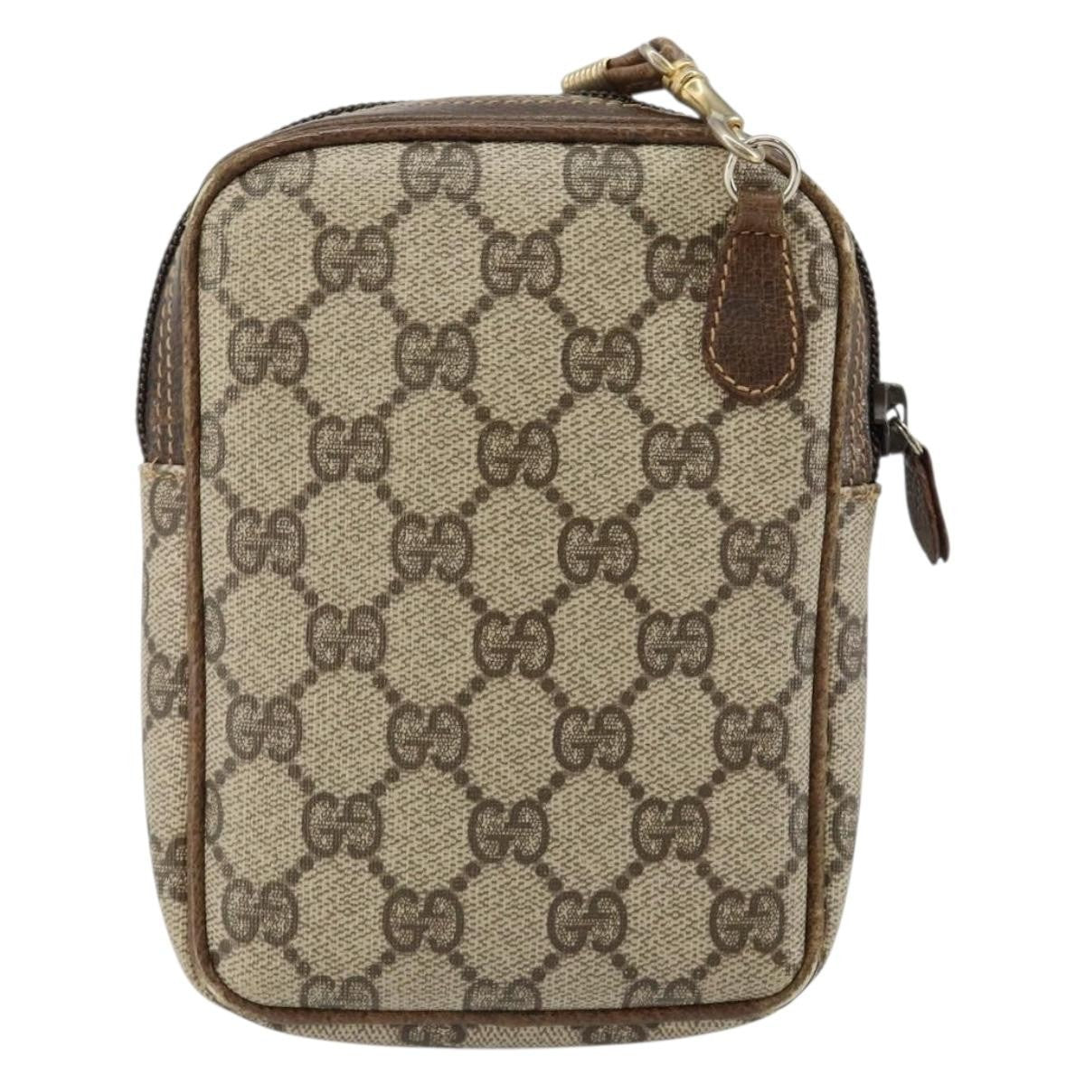 Gucci GUCCI GG Supreme Shoulder Bag PVC Beige Gold Authentic BA6562