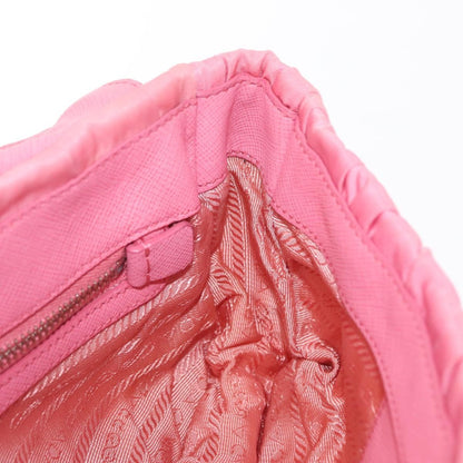Prada PRADA Gathered Chain Shoulder Bag Nylon Pink Silver Authentic 161419