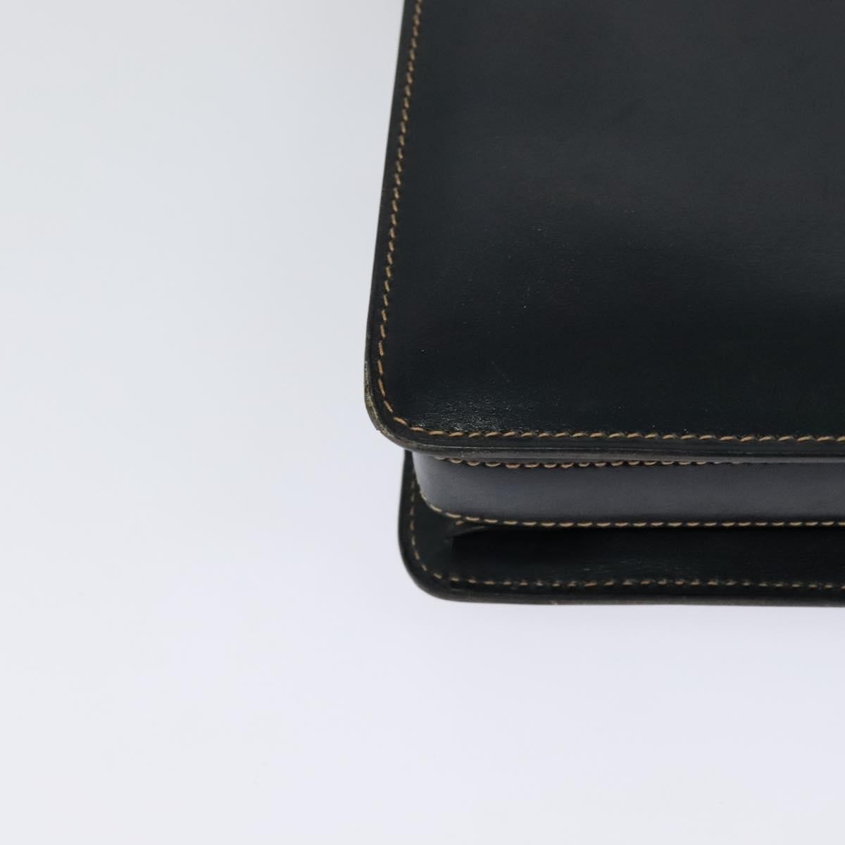 Gucci GUCCI Shoulder Bag Leather Navy Gold Authentic BD2006