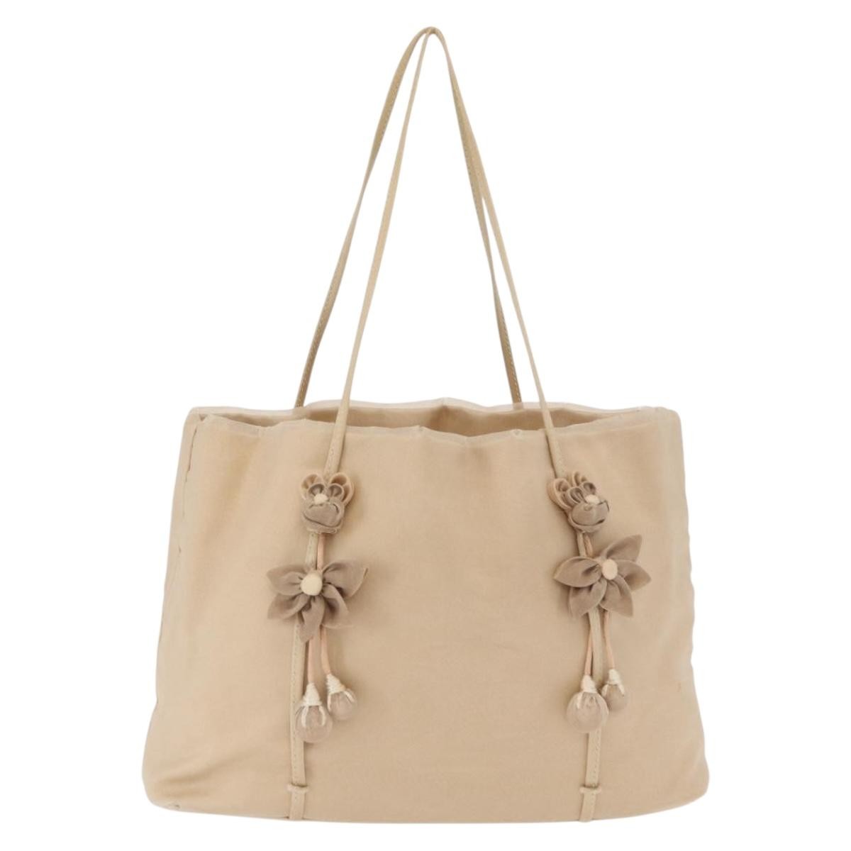 Prada PRADA Hand Bag Satin Beige Authentic 166753