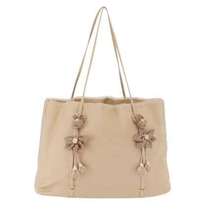Prada PRADA Hand Bag Satin Beige Authentic 166753