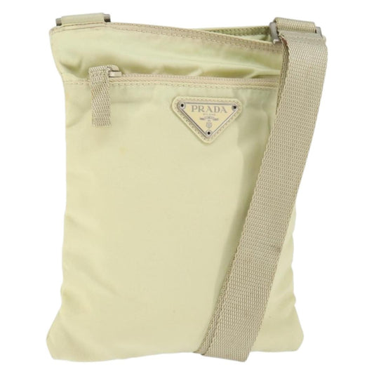 Prada PRADA Shoulder Bag Nylon Ivory Silver Authentic 146915
