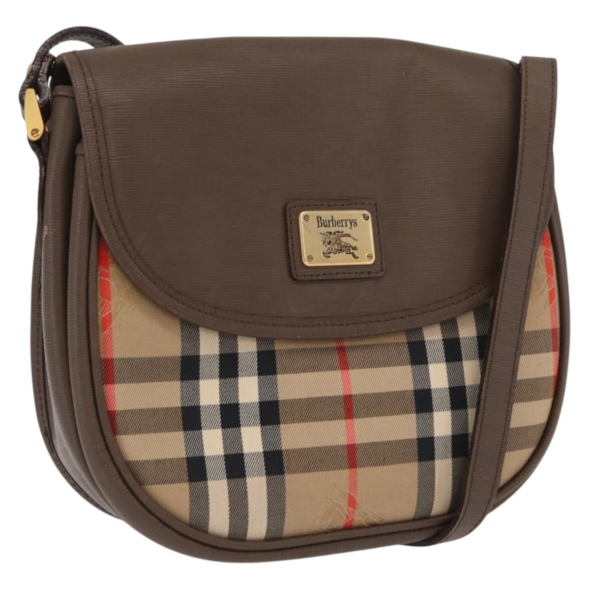Burberrys Burberrys Nova Check Shoulder Bag Canvas Beige Gold Authentic ep13205