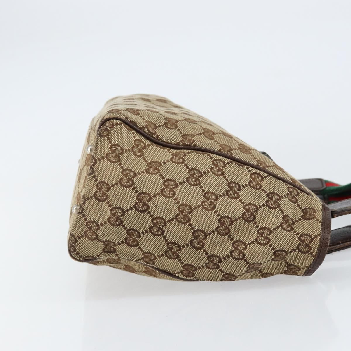 Gucci GUCCI GG Canvas Web Sherry Line Hand Bag Beige Red Green 145810 Authentic 155191