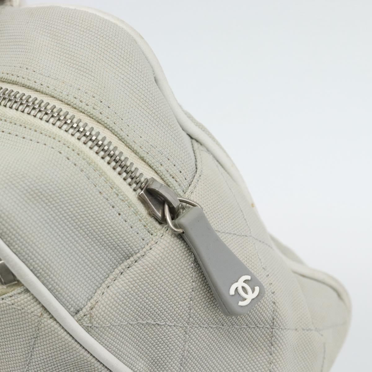 Chanel CHANEL Hand Bag Canvas Leather Gray Silver CC Authentic ka4399A