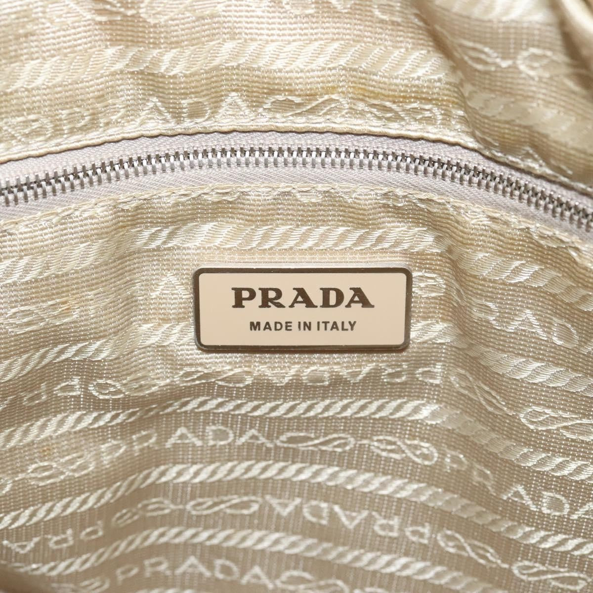 Prada PRADA Hand Bag Nylon Beige Silver Authentic EC680