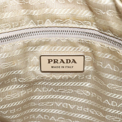 Prada PRADA Hand Bag Nylon Beige Silver Authentic EC680