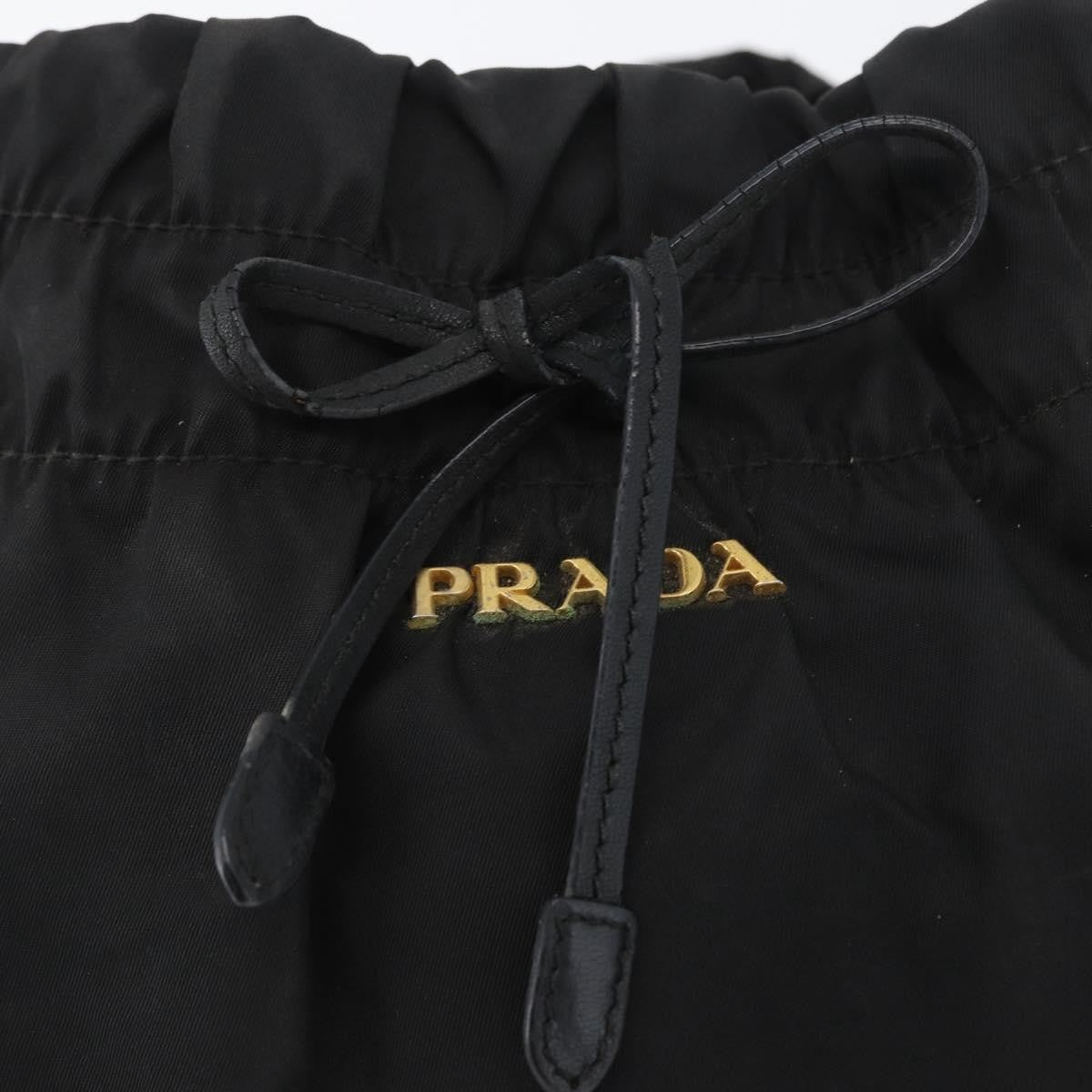 Prada PRADA Hand Bag Nylon Black Gold Authentic 172825