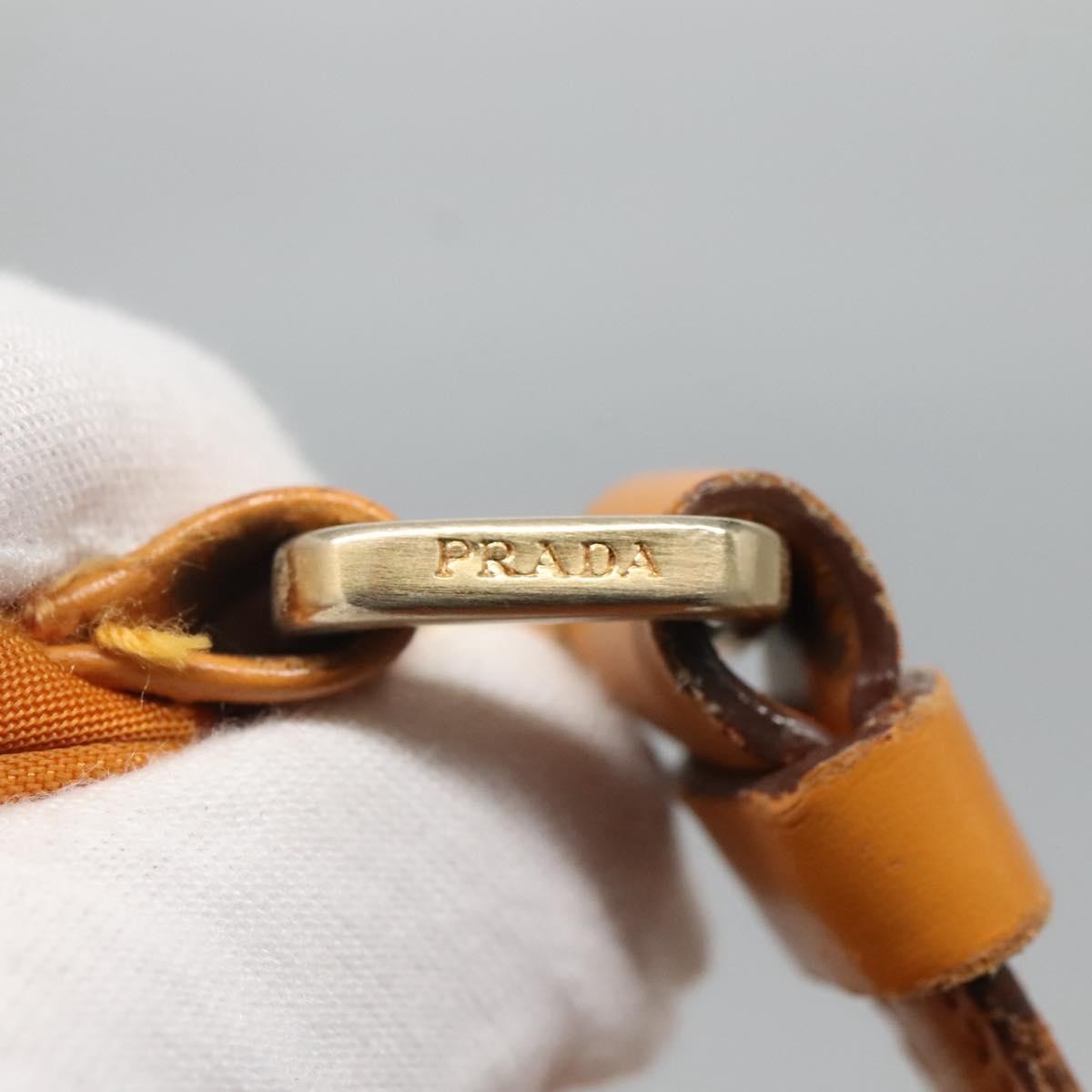 Prada PRADA Shoulder Bag Nylon Orange Gold Authentic EC663