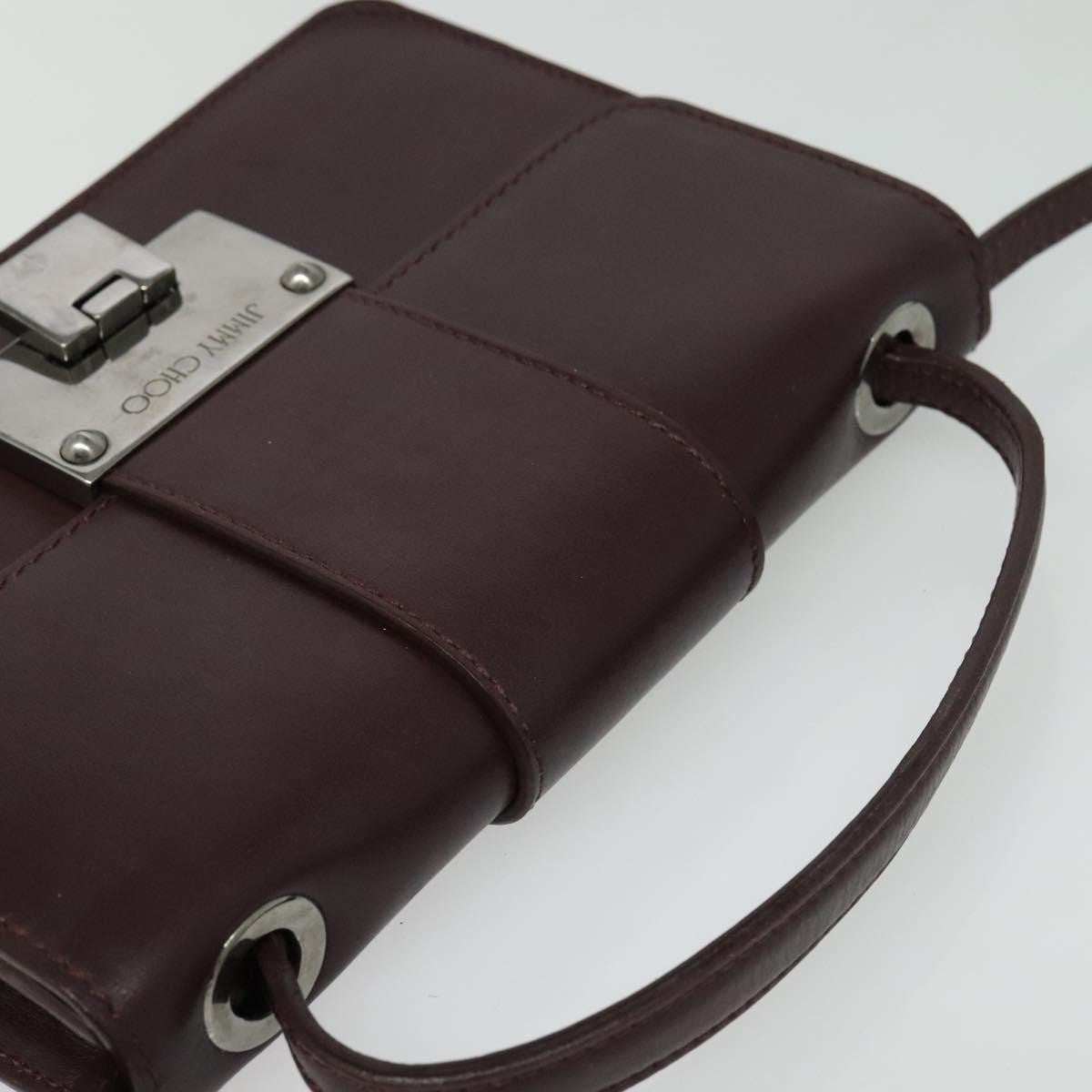 Jimmy Choo Jimmy Choo Hand Bag Leather Bordeaux Silver Authentic BA5034