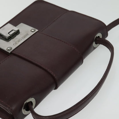 Jimmy Choo Jimmy Choo Hand Bag Leather Bordeaux Silver Authentic BA5034