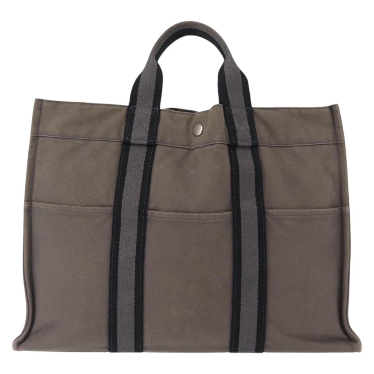 Hermès Hermès HERMES Fourre ToutMM Hand Bag Canvas Gray Silver Authentic 151280
