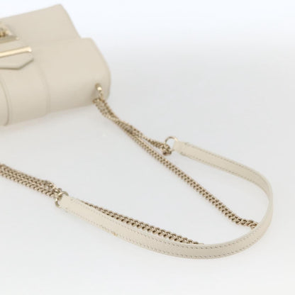 Jimmy Choo Jimmy Choo Chain Shoulder Bag Leather White Gold Authentic bs31956
