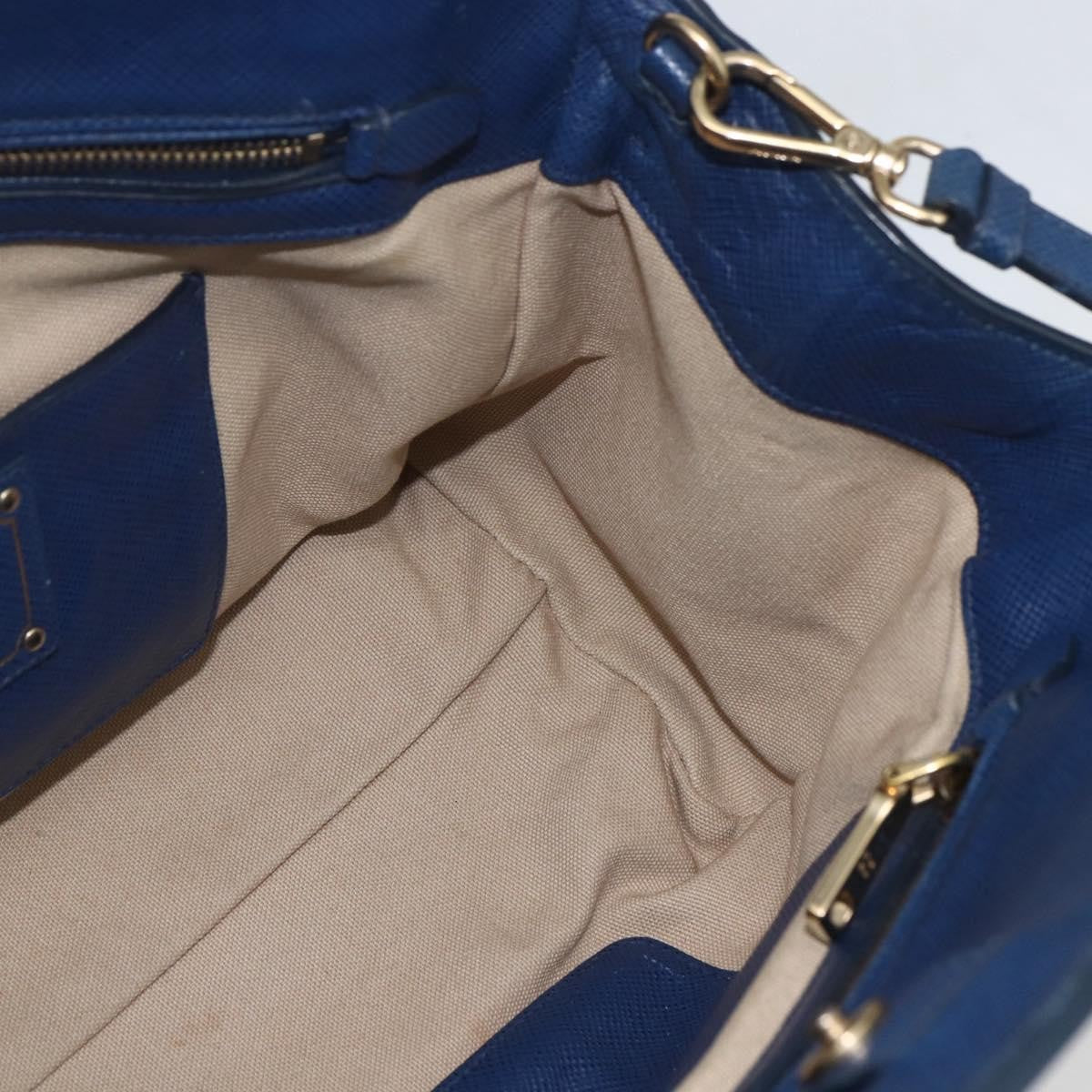 Prada PRADA Hand Bag Canvas 2way Beige Blue Authentic ka891