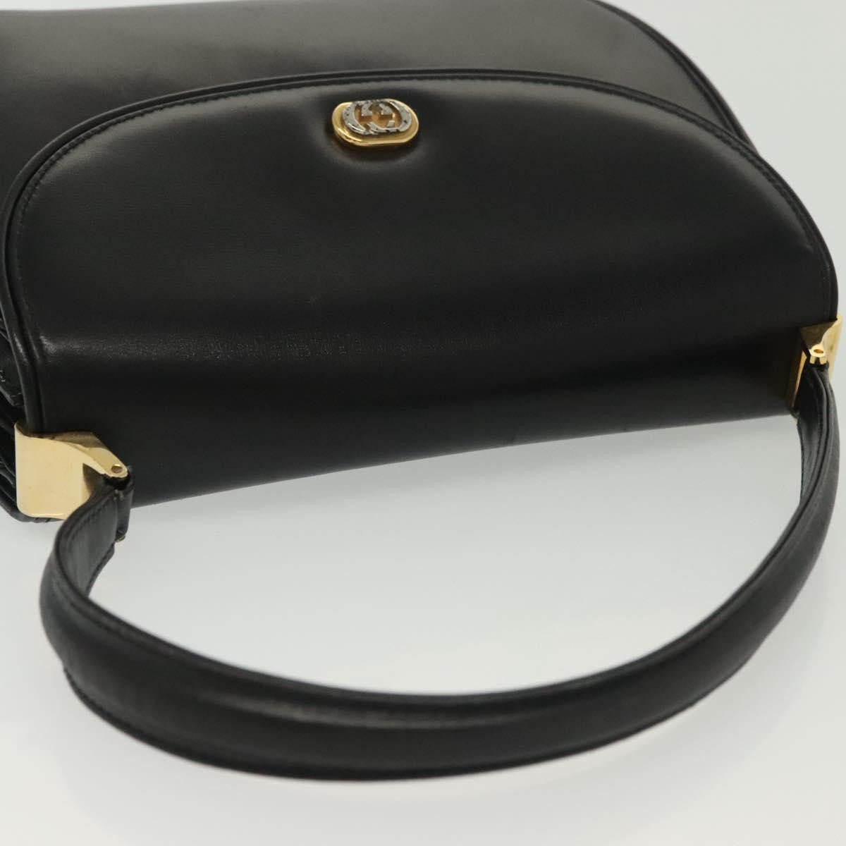 Gucci GUCCI Hand Bag Leather Black Gold 000 056 0004 Authentic ep10863