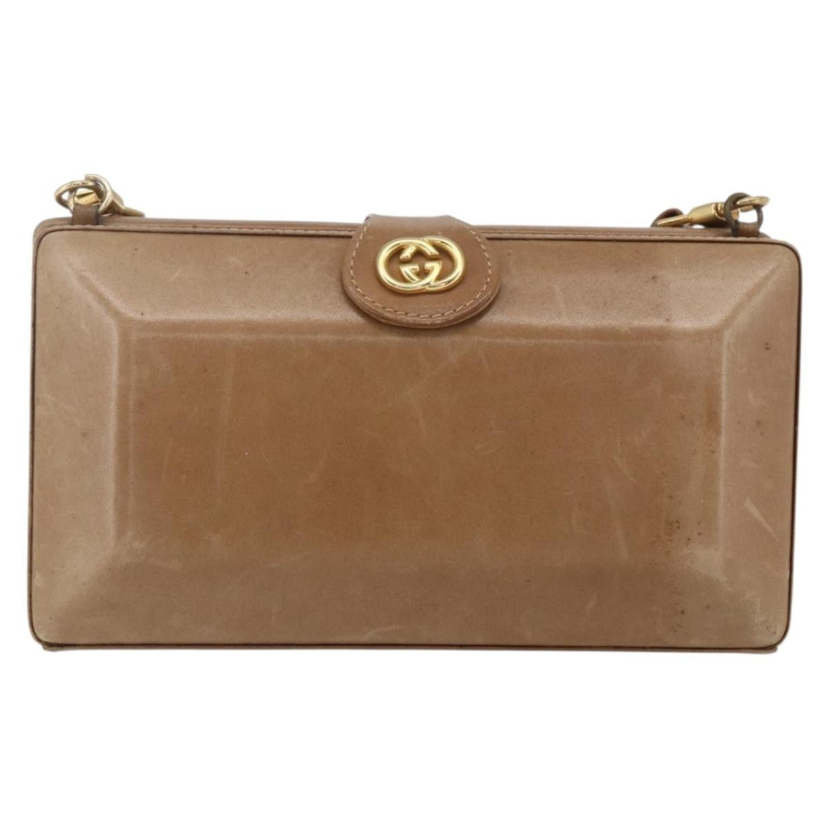 Gucci GUCCI Shoulder Bag Leather Beige Gold Authentic SW1879