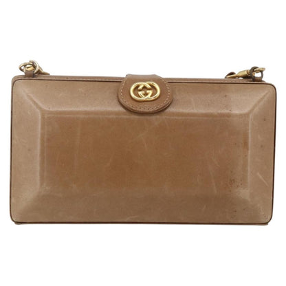 Gucci GUCCI Shoulder Bag Leather Beige Gold Authentic SW1879