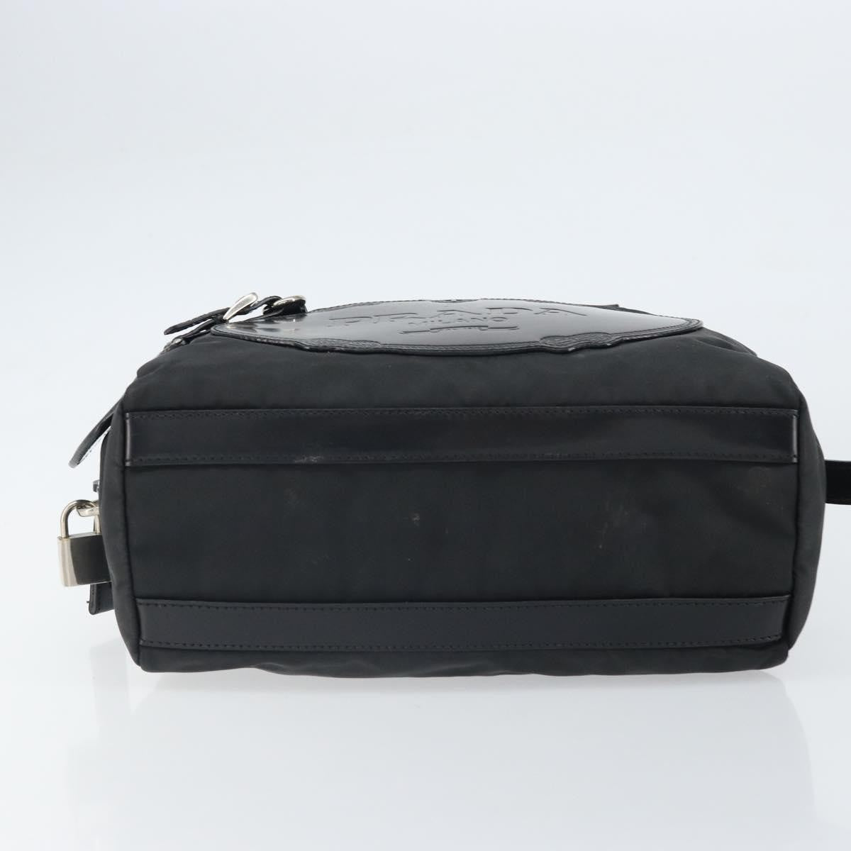 Prada PRADA Hand Bag Nylon Black Silver Authentic ka1246
