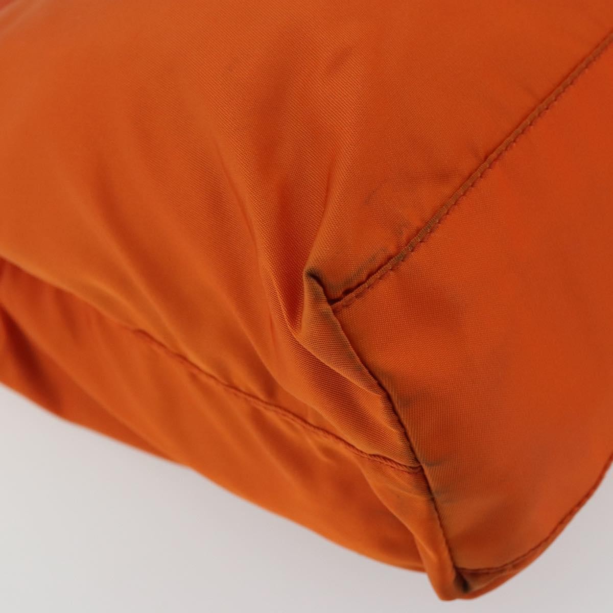 Prada PRADA Tote Bag Nylon Orange Silver Authentic 175378