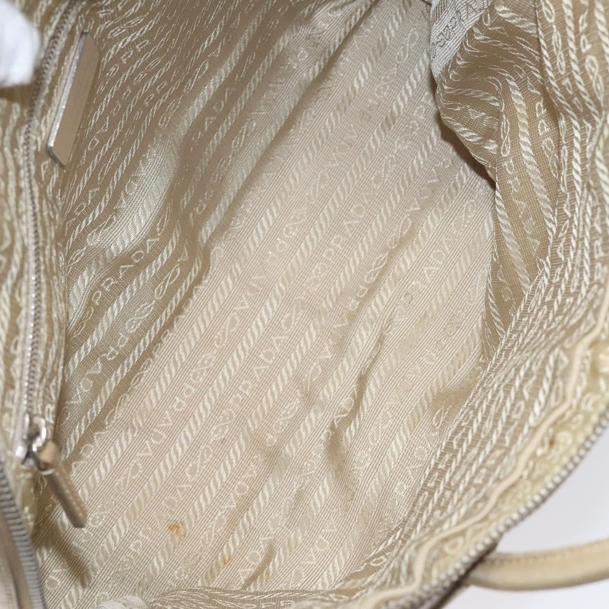 Prada PRADA Hand Bag Nylon Beige Silver Authentic EC680