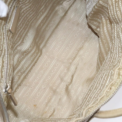 Prada PRADA Hand Bag Nylon Beige Silver Authentic EC680