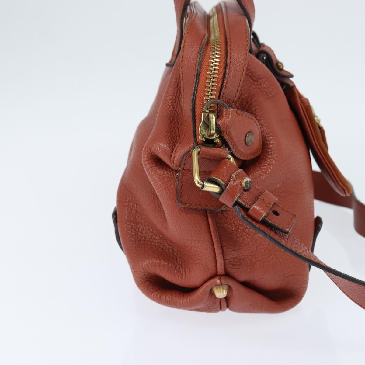Chloé Chloé Chloe Hand Bag Leather 2way Orange Gold Authentic BA7366