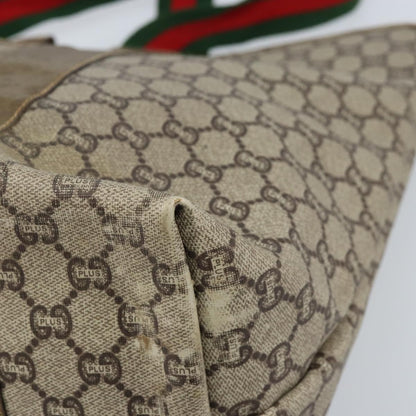 Gucci GUCCI GG Plus Supreme Web Sherry Line Tote Bag PVC Beige Gold Authentic ep13405