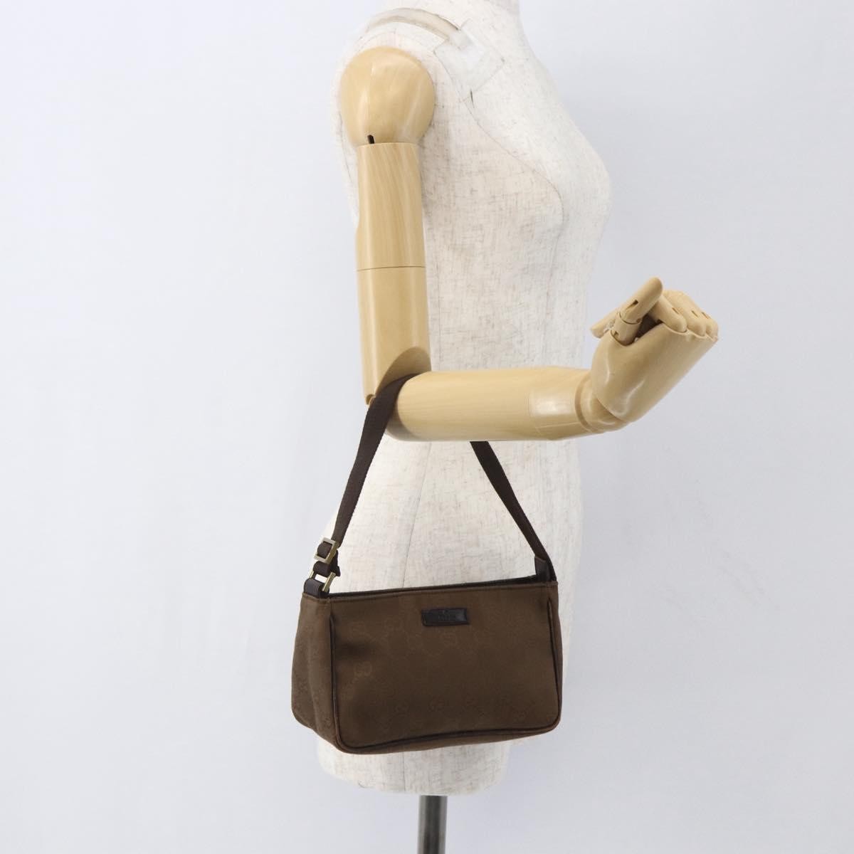 Gucci GUCCI GG Canvas Shoulder Bag Brown Gold 106644 Authentic 164050
