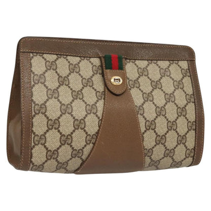 Gucci GUCCI GG Supreme Web Sherry Line Clutch Bag PVC Beige 89 01 032 Authentic 119134